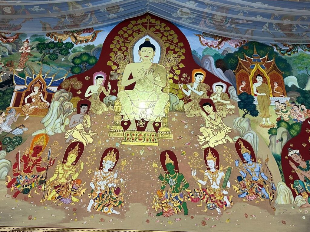 Buddha Shakyamuni, dipinto nel Tempio Thai vicino a Bodhigaya (foto di Jhado Rimpoce)